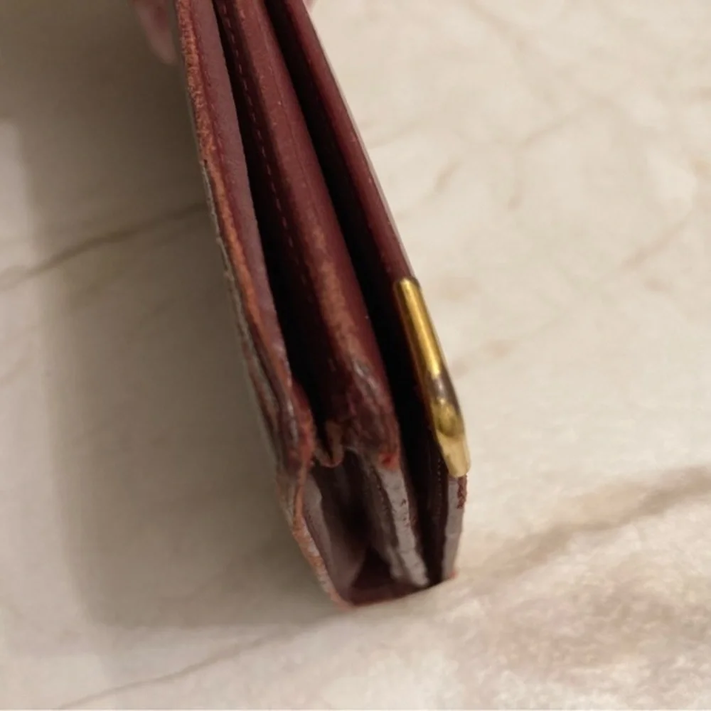 Cartier burgandy leather long slim wallet